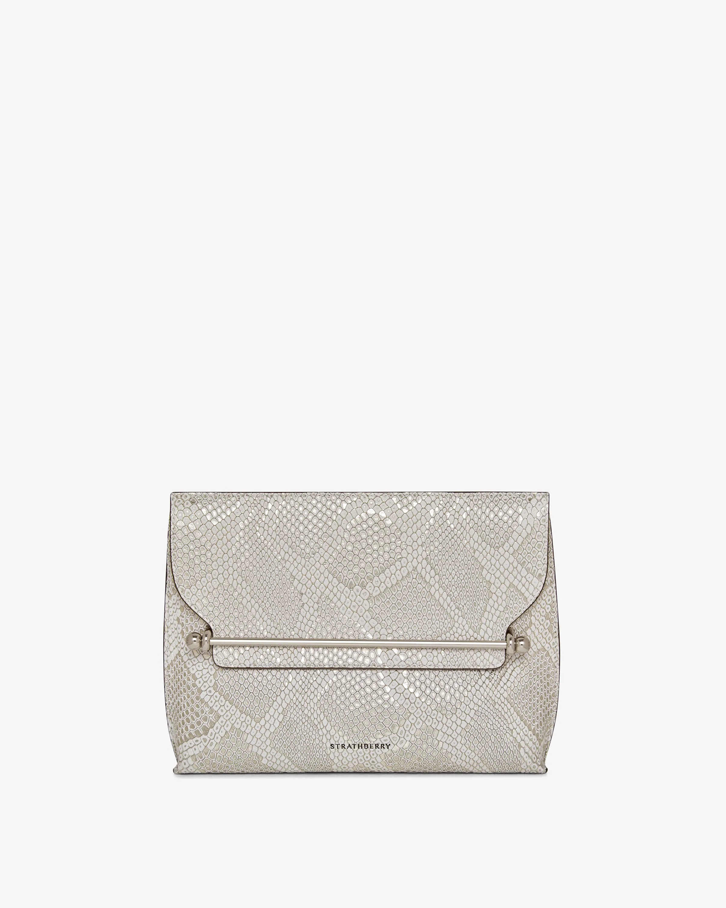 Stylist - Snake-Embossed Leather Metallic Silver