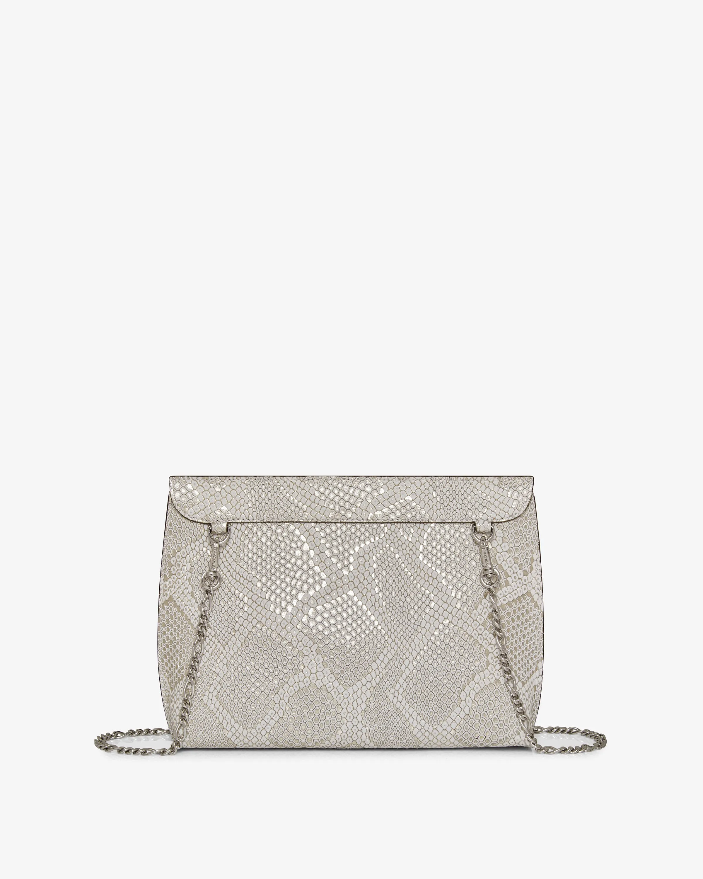 Stylist - Snake-Embossed Leather Metallic Silver