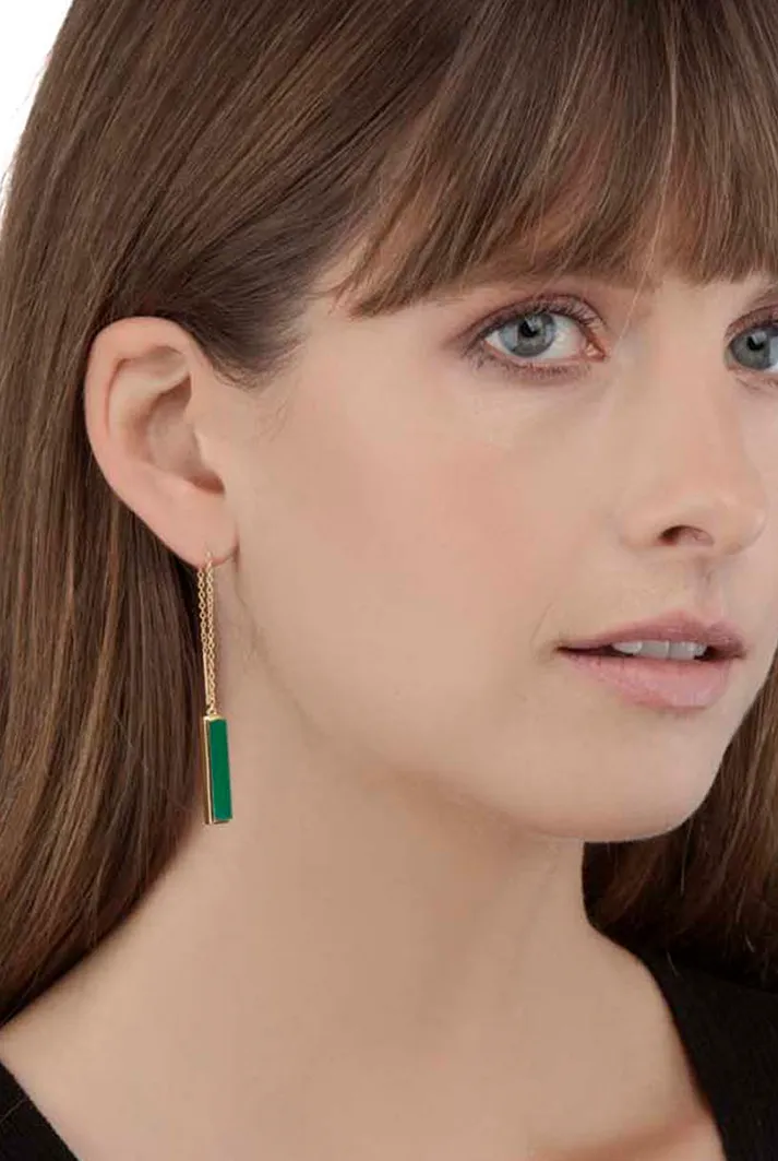 Urban Chain Earrings with Green Onyx