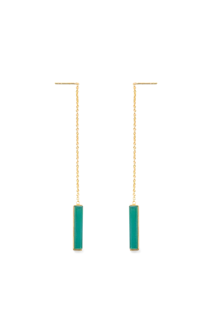 Urban Chain Earrings with Green Onyx