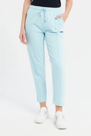 Women Blue Basic Detailed Track Pants