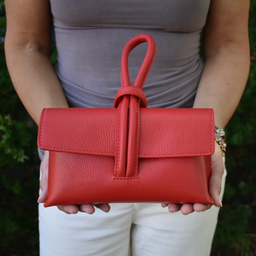 Yellow Modern Leather Clutch & Crossbody Bag