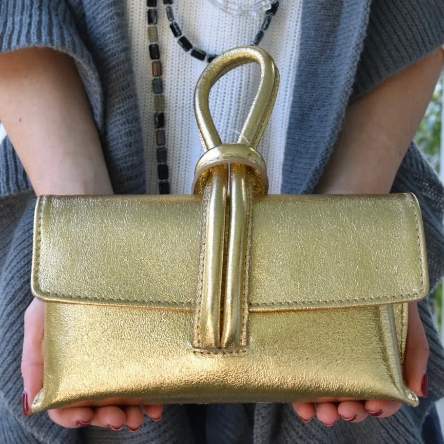 Yellow Modern Leather Clutch & Crossbody Bag